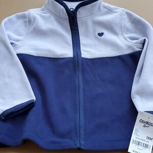 OshKosh B'gosh NWT 2 tone blue fleece zip up jacket size 18 month